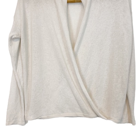 Eileen Fisher | Wool Blend Faux Wrap Front Sweater Cream Size XS - Picture 3 of 10